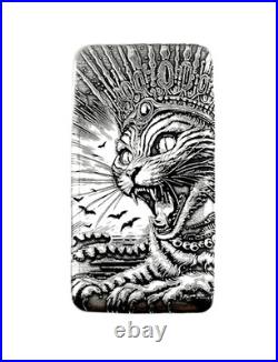 10 ozt 999 Fine Silver Art Bar- QUEEN CAT ADAMO TECHNE Limited Edition