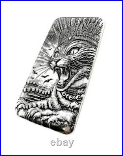 10 ozt 999 Fine Silver Art Bar- QUEEN CAT ADAMO TECHNE Limited Edition