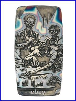 10 ozt 999 Fine Silver Art Bar Zombie Poker ADAMO TECHNE 10 ozt 999 Fine Silver Art Bar Zombie Poker ADAMO TECHNE