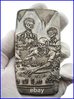10 ozt 999 Fine Silver Art Bar Zombie Poker ADAMO TECHNE 10 ozt 999 Fine Silver Art Bar Zombie Poker ADAMO TECHNE