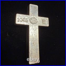 10oz YPS Cross. 999 Fine Silver Bullion Bar Yeager's Poured Silver Rare