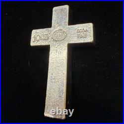 10oz YPS Cross. 999 Fine Silver Bullion Bar Yeager's Poured Silver Rare
