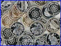 (10x) Rounds Pure. 999 Fine Silver New Bullion Estate Lot & 4 Vials Gold Flakes