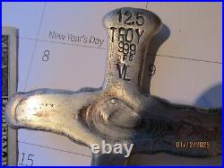 12.5 oz. 999 fine silver antiqued faith cross VL hand pour with COA
