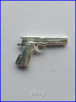 1911 Colt Gun Miniature 999 Fine Silver Hand Poured Bullion 1776 Mint