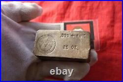 1970's Vintage Poured Anglo-American 25 TROY OUNCES. 999 FINE SILVER RARE
