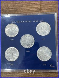 1986-1990 American Silver Eagle Set $1.999 Fine Silver Bullion 5 ozt