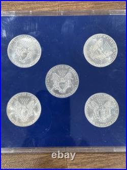 1986-1990 American Silver Eagle Set $1.999 Fine Silver Bullion 5 ozt