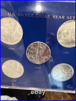 1986-1990 American Silver Eagle Set $1.999 Fine Silver Bullion 5 ozt 1986-1990 American Silver Eagle Set $1.999 Fine Silver Bullion 5 ozt
