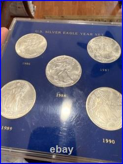 1986-1990 American Silver Eagle Set $1.999 Fine Silver Bullion 5 ozt