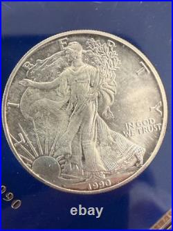 1986-1990 American Silver Eagle Set $1.999 Fine Silver Bullion 5 ozt