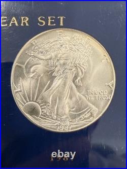 1986-1990 American Silver Eagle Set $1.999 Fine Silver Bullion 5 ozt