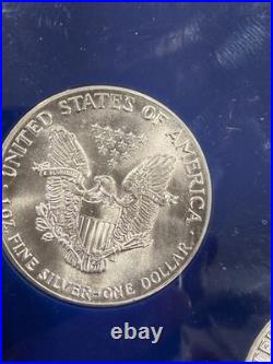 1986-1990 American Silver Eagle Set $1.999 Fine Silver Bullion 5 ozt