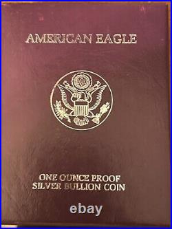 1990 S American Silver Eagle 1 troy oz. 999 Fine Silver PROOF Bullion Coin w Box