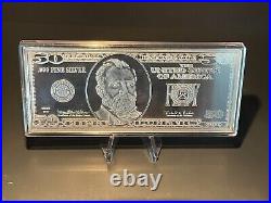 1999 Silver Grant $50 Federal Reserve Note 4 oz. 999 Fine Silver Proof
