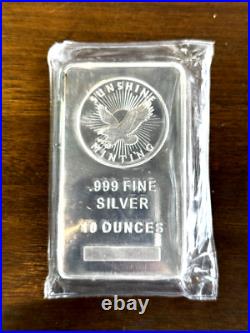 (1) 10 oz. Silver Sunshine Mint Bullion Bar. 999 Fine Silver Factory Sealed