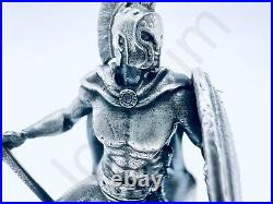 1.3 oz Hand Poured Silver Bar Spartan Warrior Cast 999 Fine Bullion Art Statue