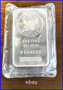 (1) 5 oz. Silver Sunshine Mint bullion Bar. 999 Fine Silver Factory Sealed (1) 5 oz. Silver Sunshine Mint bullion Bar. 999 Fine Silver Factory Sealed