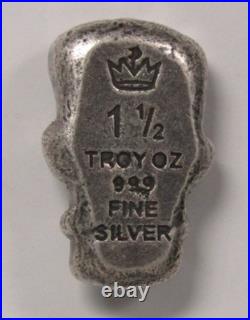 1.5oz. 999 Fine Silver Monarch Precious Metals Frankenstein Poured Bar