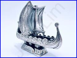 1.9 oz Hand Poured. 999+ Fine Silver Bar Statue 3D Viking Ship by Gold Spartan