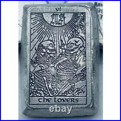 1 Ozt MK BarZ The Lovers Tarot Card Weight Bar. 999 Fine Silver