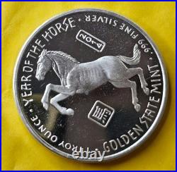 1 Troy Ounce. 999 Fine Silver Round Year of The Goat Golden State Mint Bullion