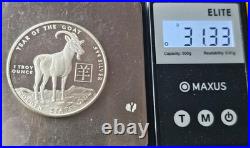 1 Troy Ounce. 999 Fine Silver Round Year of The Goat Golden State Mint Bullion
