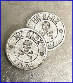 1 Troy Oz. MK BarZ BITCOIN Stamped Round. 999 Fine Silver