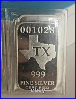 1 Troy oz. 999 Fine Silver Texas State Art Bar-Federated Mint Proof Like