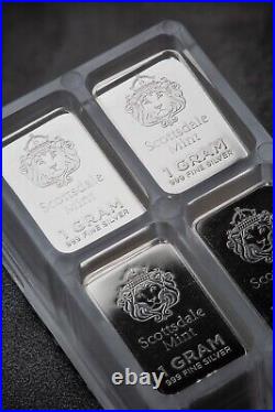 1 gram Scottsdale Prepper. 999 Fine Silver Bar Pack (Sold in 100 unit packs)