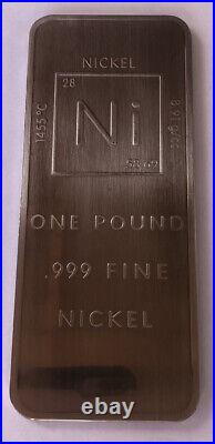 1 lb Nickel Ingot. 999 Fine With Element Design Bullion By Unique Metals