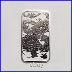 1 oz 2022 Perth Mint Australia Fine Silver Dragon Rectangle Coin Bar BU Bullion
