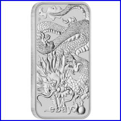 1 oz 2022 Perth Mint Australia Fine Silver Dragon Rectangle Coin Bar BU Bullion