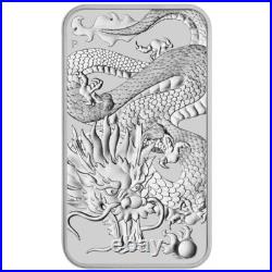 1 oz 2022 Perth Mint Australia Fine Silver Dragon Rectangle Coin Bar BU Bullion
