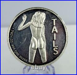 1 oz. 999 Fine Silver Adult Novelty Heads or Tails Art Round Bullion 1 oz. 999 Fine Silver Adult Novelty Heads or Tails Art Round Bullion