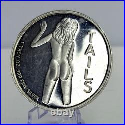 1 oz. 999 Fine Silver Adult Novelty Heads or Tails Art Round Bullion