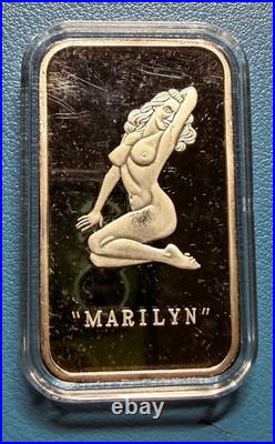 1 oz. 999 Fine Silver Marilyn Monroe Art Bar Sealed Vintage Style In Case