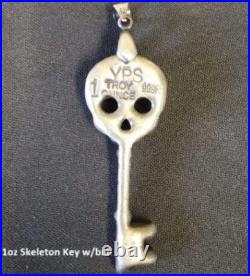 1 oz Antiqued Skeleton Key withbail 999+ Fine Silver Bullion Bar Yeager's YPS