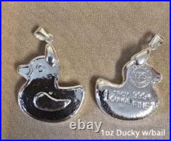 1 oz Ducky withBail 999+ Fine Silver Bullion Bar Yeager's Poured Silver YPS
