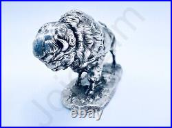 1 oz Hand Poured Silver Bar 999+ Fine Buffalo 3D Bullion Cast Ingot Art Statue