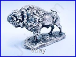 1 oz Hand Poured Silver Bar 999+ Fine Buffalo 3D Bullion Cast Ingot Art Statue