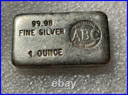 1 oz Rare Australian Bullion Company (ABC) Vintage Poured. 9998 Fine Silver Bar