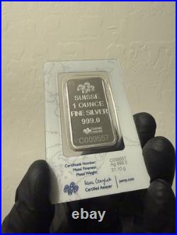 1 oz Silver Bar PAMP Rose Design 0.999 Fine Silver Bullion