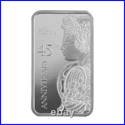 1 oz Silver Bar PAMP Suisse Lady Fortuna 45th Ann. 999 Fine Silver In Assay