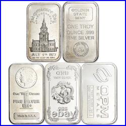 1 oz Silver Bar Random Brand Secondary Market. 999 Fine TEN (10) Bars