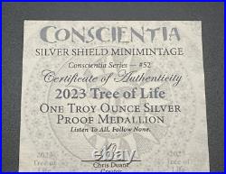 1 oz Silver Proof Tree Of Life. 999 Pure Fine COA BOX 2023 Silver Shield Forest