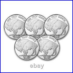1 oz Silver Round Buffalo (Lot of 5 Rounds). 999 Fine Silver