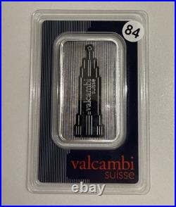 1 oz Valcambi Skyline Silver Bar. 999 Fine with Assay Card Swiss Minted Bullion