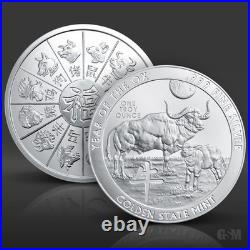 1 oz Year of the Ox Silver Round. 999 Fine Silver Bullion
