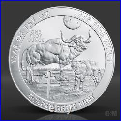 1 oz Year of the Ox Silver Round. 999 Fine Silver Bullion